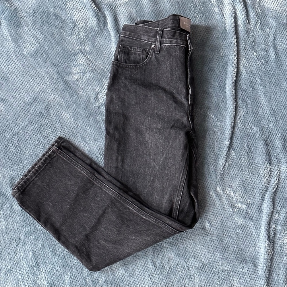 Everlane Cheeky Crop Jean Womens 27 Washed Black Button Fly Denim High Rise